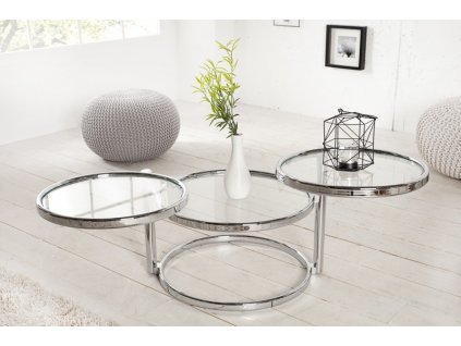 Odkládací stolek Art Deco 3 úrovně stříbrný 34007