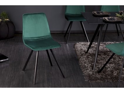 Designová židle Amsterdam samet smaragdově zelená 34377