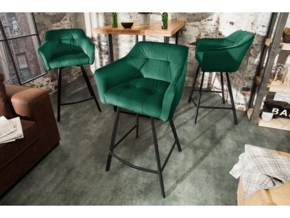 Barová židle Loft samet zelená 34498