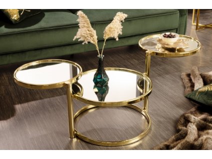 Odkládací stolek Art Deco 3 úrovně zlatý 37838