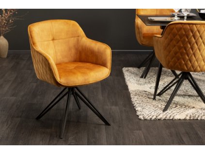 Designová židle Euphoria samet hočicovo žlutá 39468