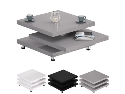 Konferenční stolek NY – 72 x 72 cm – vysoký lesk šedý