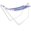 Houpací síť s kovovým rámem 200x80 cm - krémová/modrá pohled