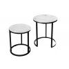 Příruční stolek kulatý Elegance sada 2 ks mramorový vzhled bílý, černý rám 37740