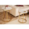 Příruční stolek kulatý Elegance sada 2ks mramorový vzhled bílý, zlatý rám 37770