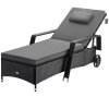 Luxusní polohovací lehátko s kolečkem černé - antracit poduška