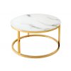 Konferenční stolek Elegance 60cm mramorový vzhled bílý, zlatý rám 45274