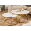 Konferenční stolek Elegance 60cm mramorový vzhled bílý, zlatý rám 45273