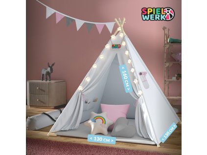 Gyerek sátor Teepee 160x130x130 cm - rózsaszín