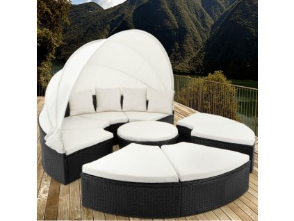 Rattan kerti ágy Ø230cm - fekete