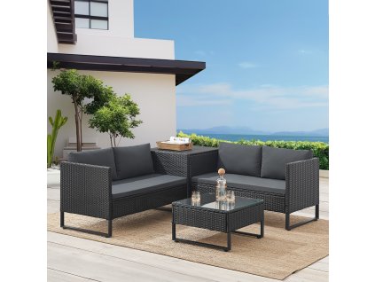 Rattan szett Santorini - fekete