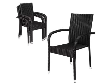 Comfort Polyratan székek 4 db - fekete