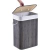 Bambusz szennyeskosár Göndör 72 literes - szürke fedél