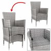 Rattan fotel 2 db - szürke/antracit egymásra rakható párnák