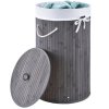 Curly Round 55 L bambusz szennyeskosár - szürke, töltött