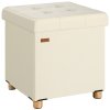Tárolóhellyel ellátott taburett 42x38x38 cm - bézs színű, zárt