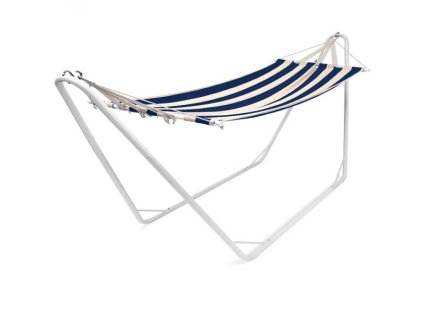 Pat suspendat cu cadru metalic 200 x 80 cm - crem/albastru 23844