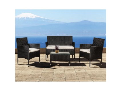 Set canapea Fort Myers negru, perne bej 24704