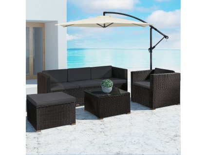 Set ratan de gradina Punta Cana L - perne negre/antracit 24746
