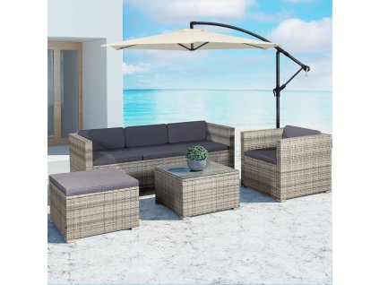 Set ratan de grădină Punta Cana L - perne gri/antracit 25566