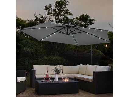 Umbrelă de soare LED Brazilia 3,5 m - Gri închis 27246