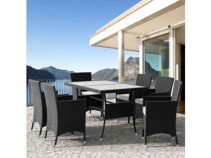 Set ratan de grădină 1+6 negru 28943