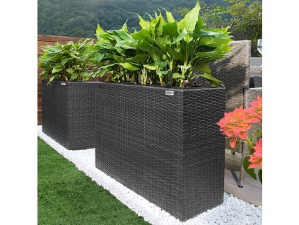 Ghiveci cu flori - 95 x 27 x 60 cm - negru 24010