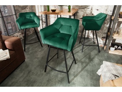 Scaun de bar Loft catifea verde 34498