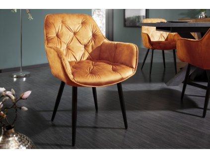 Scaun de design Milano catifea galben mustar 34655