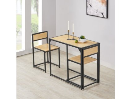 Set de sufragerie din 3 piese - aspect lemn deschis, cu fundal