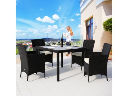 Set ratan de grădină Berlin 1+4 - negru 32699