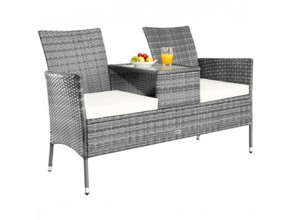 Banca ratan de gradina 143x64x88cm - gri