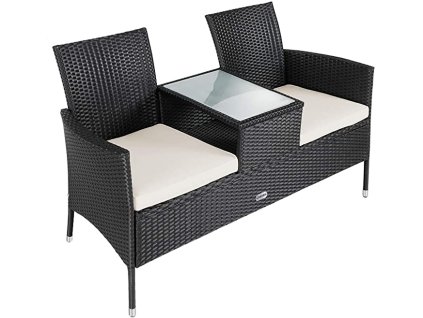 Banca ratan de gradina cu masa - neagra 33069