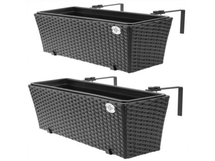 Ghiveci din Polyrattan negru 2 buc 33090
