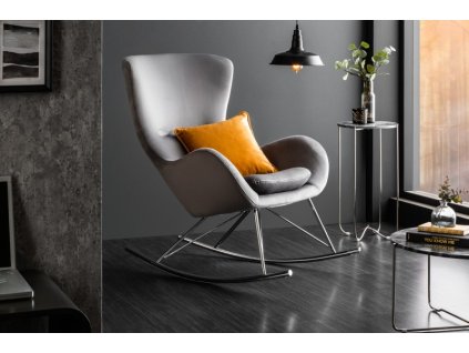 Scaun balansoar Scandinavia Swing gri catifea 45303