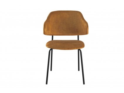Scaun de design Tracy catifea galben mustar cu cadru negru 47489