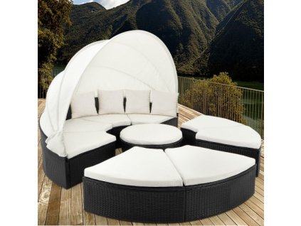 Pat de gradina din ratan Ø230cm - negru