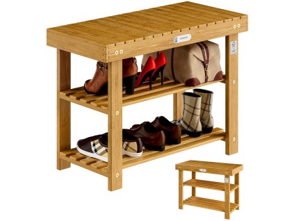 Raft pentru încălțăminte și bancă 2 în 1 salcâm - 70x30x46 cm