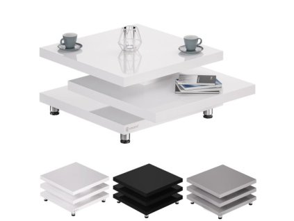 Masuta de cafea NY 72x72 cm - alb lucios