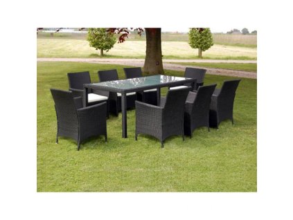 Set ratan de gradina Berlin 1+8 - negru 24130