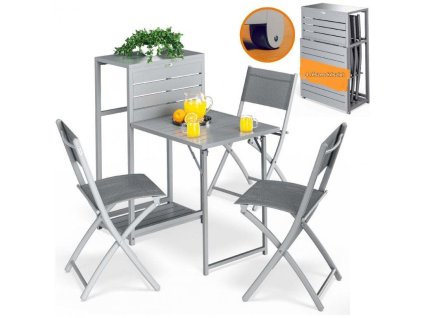 Set de gradina metalic 1+3 - gri deschis