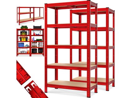 Set 2 rafturi 180x90x40cm - rosu