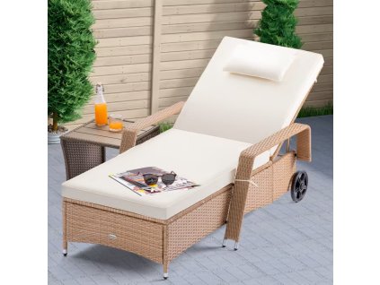 Recliner de lux cu roti, bej