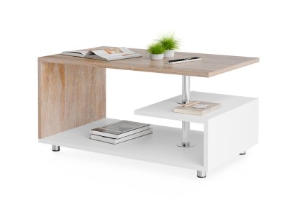 Masuta de cafea Orlando 95x55x50 cm - alb/stejar