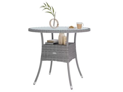 Rattan asztal Ø80 cm - szürke