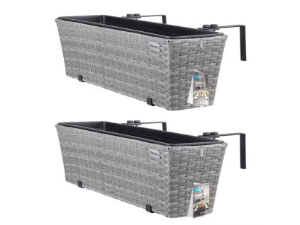 2 db szürke rattan virágtartó