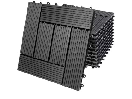 WPC burkolólapok - 11 darabos készlet, 30x30 cm mozaik - antracit