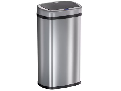 Coș de gunoi pătrat fără atingere cu USB 50l - argintiu