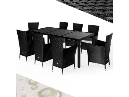 Set de grădină din ratan Berlin WPC 1+8 - negru