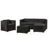 Set ratan de grădină Punta Cana L - perne negre/antracit 24756